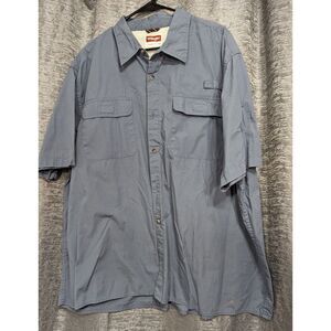 Wrangler Shirt Mens 3XL‎ Light Blue Button Short Sleeve Cotton Casual XXXL Adult